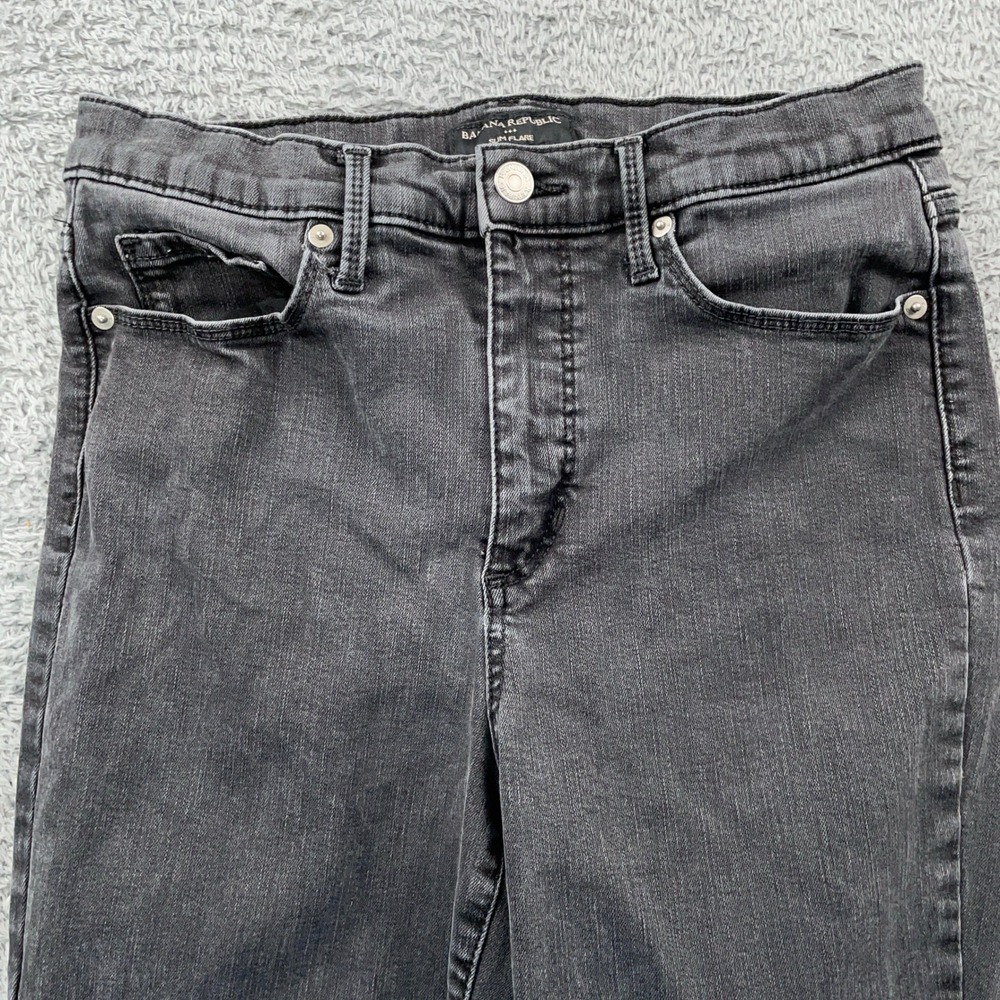 Banana Republic Jeans Womens 28/6 Petite Black Slim Flare High Rise Denim Casual